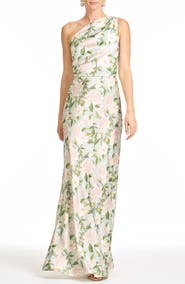 Sachin & Babi Delphine Floral One-Shoulder Gown