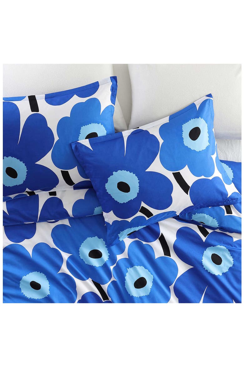 Unikko Organic Cotton Percale Duvet Cover & Sham Set, Alternate, color, OPEN BRIGHT BLUE