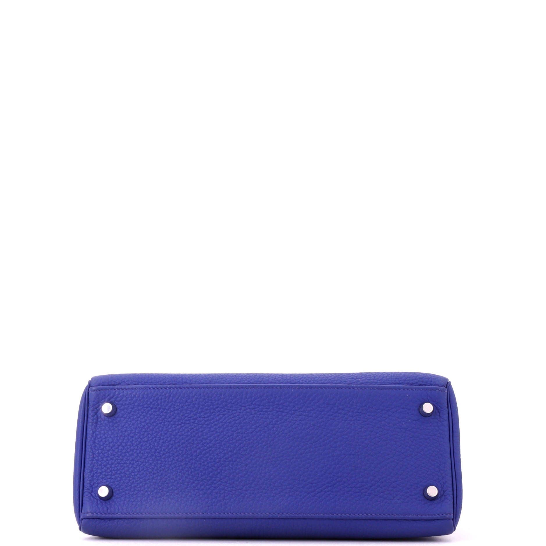Pre-Owned Hermes Kelly Handbag Blue Togo with Palladium Hardware 28, Alternate, color, Bleu Electrique
