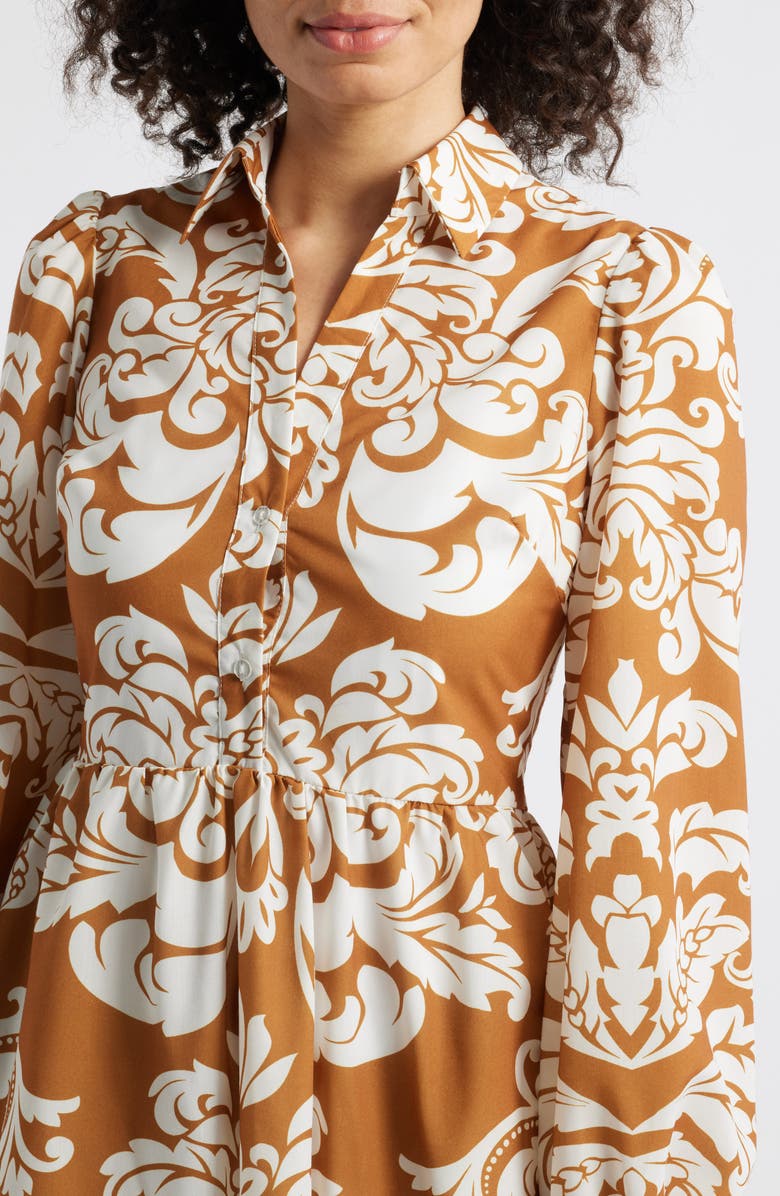 Julia Jordan Long Sleeve Shirtdress, Alternate, color, Camel White