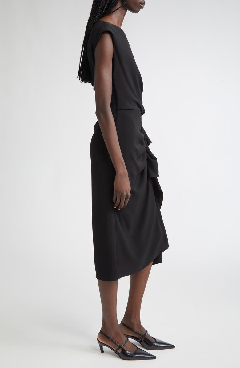 Max Mara Studio Aia Draped Cady Dress, Alternate, color, Black