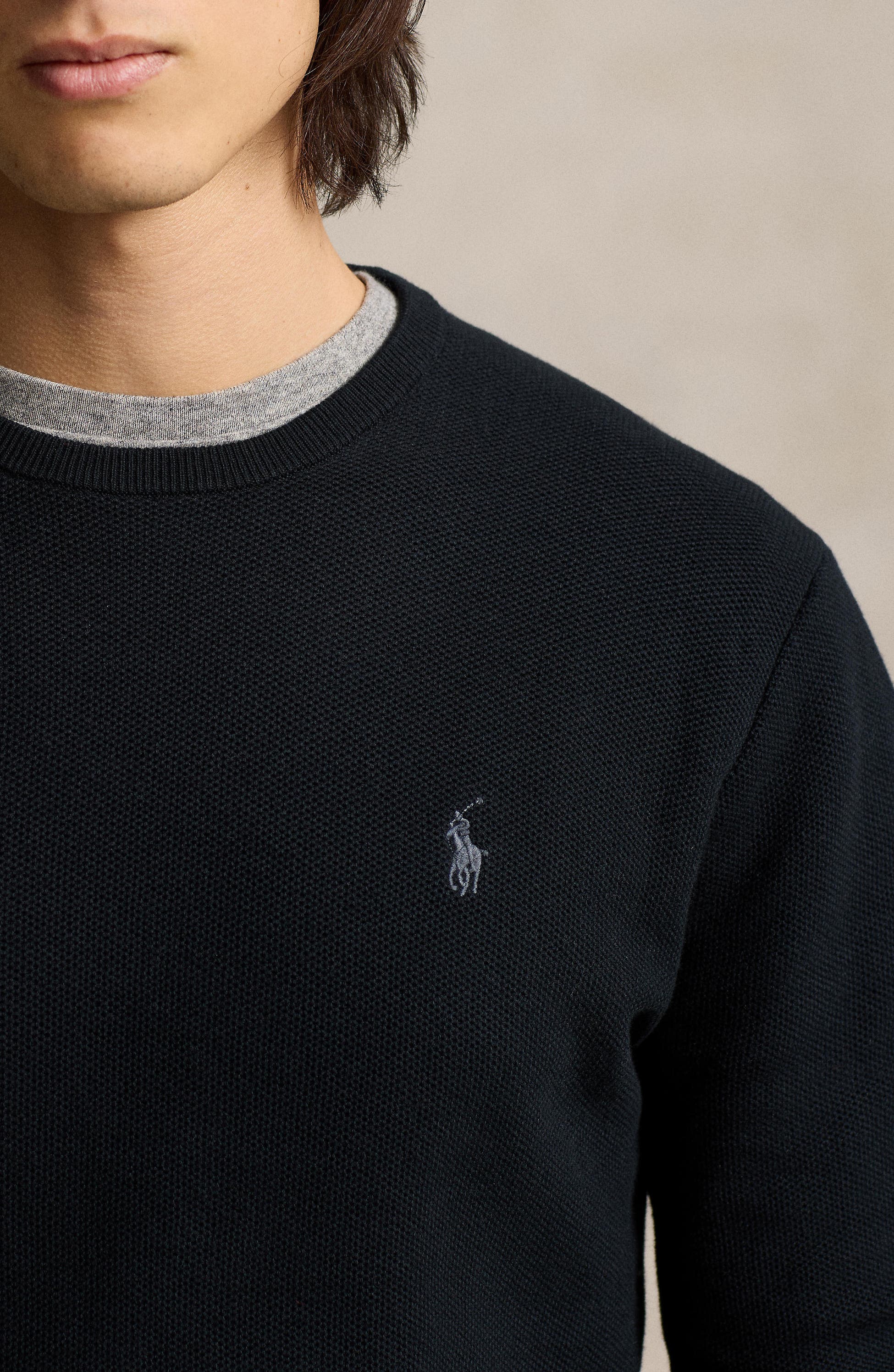 Textured Cotton Crewneck Sweater