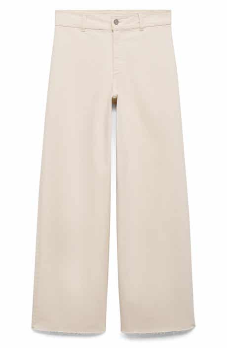 MANGO Catherin Frayed High Waist Wide Leg Culotte Jeans