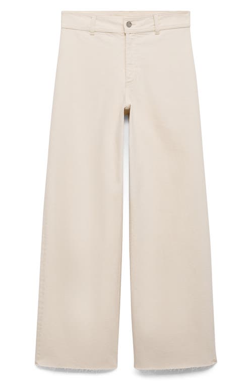 Mango Catherin Frayed High Waist Wide Leg Culotte Jeans In Neutral
