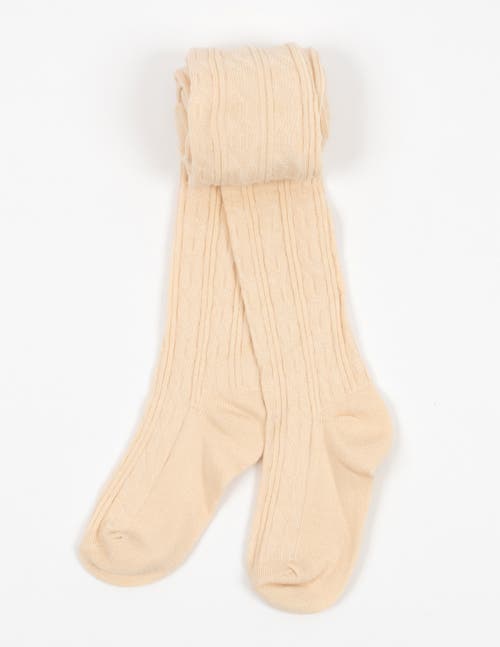 Leveret Girls Cable Knit Tights, Cotton Blend In Neutral
