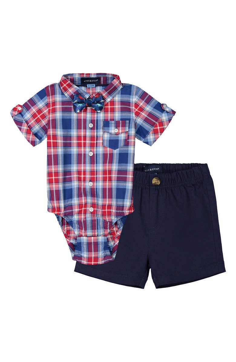 Andy & Evan Bodysuit, Shorts & Bow Tie Set, Main, color,