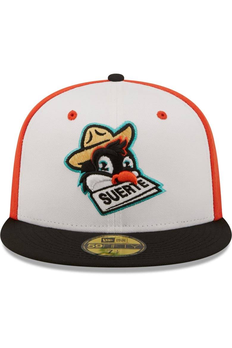 Men's New Era White/Black Pajaritos de Norfolk Copa De La Diversion 59FIFTY Fitted Hat, Alternate, color, White