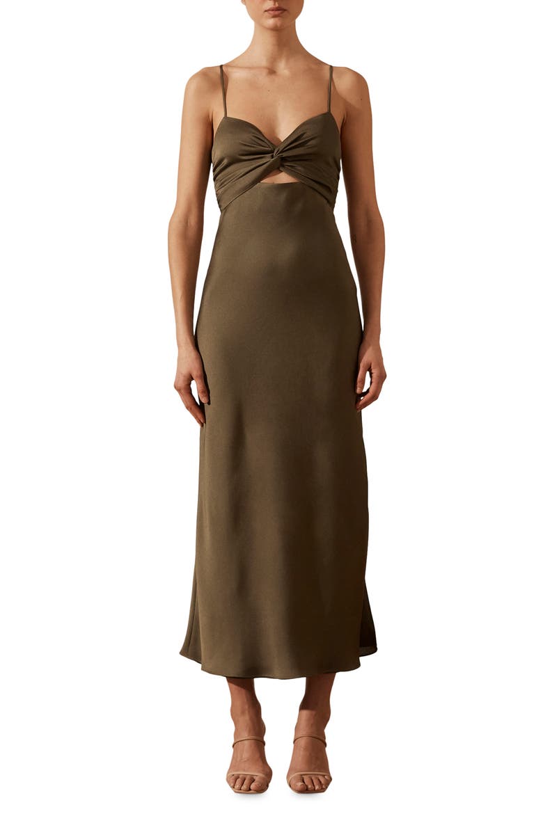Cutout Twist Front Cocktail Dress, Main, color, PINE