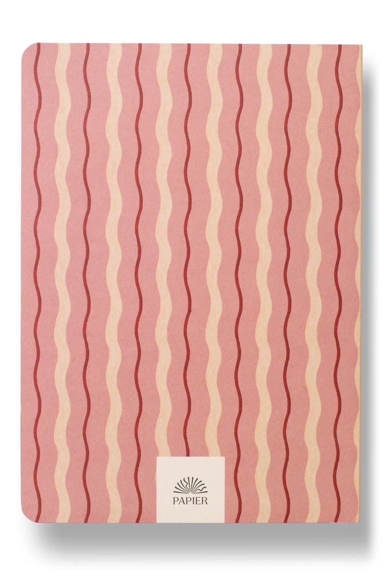 Pink Waves Notebook, Alternate, color, LIGHT/ PASTEL RED