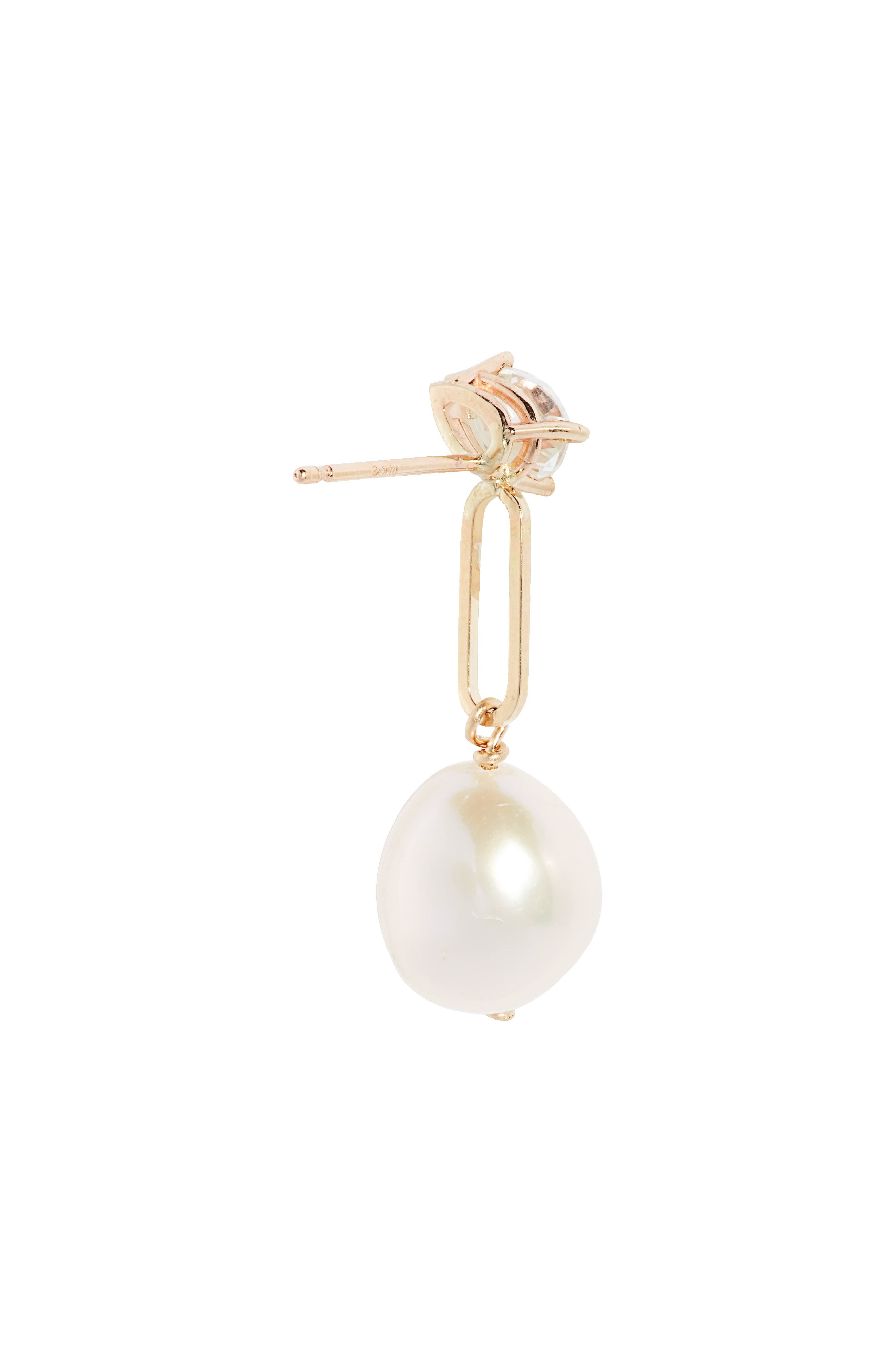 Poppy Finch White Topaz & Genuine Pearl Drop Earrings (Women) | Nordstrom