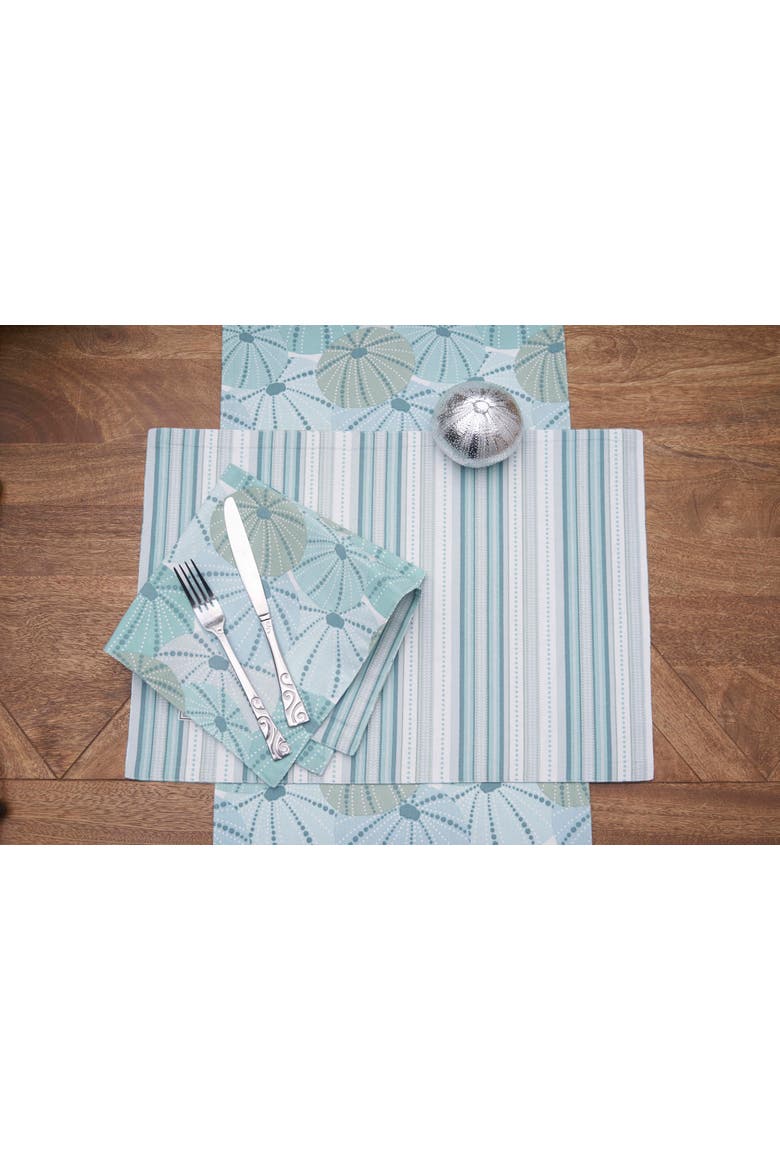 Sea Urchin Shores Reversible Graphic Print Machine Washable Table Runner 14" x 72", Alternate, color, Green