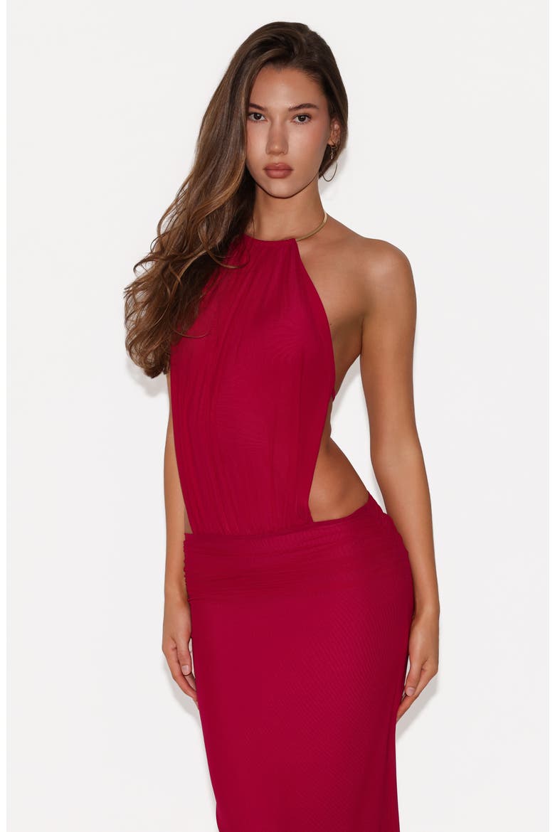 Evanna Open Back Gown, Alternate, color, BERRY