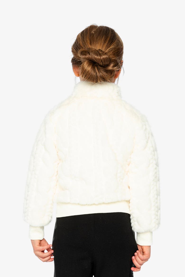 Faux Fur Jacquard Zip Ribbed Cuff Jacket, Alternate, color, Beige