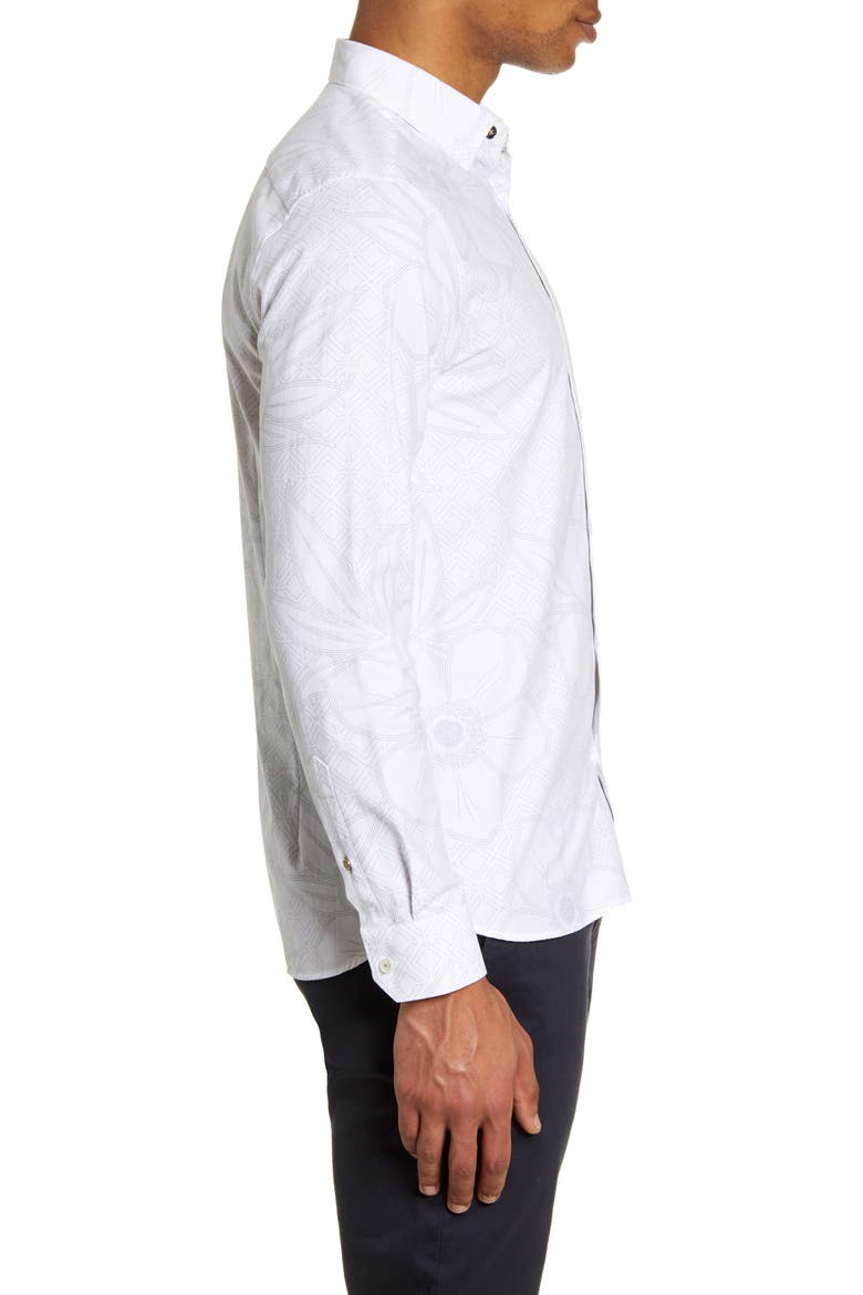 Gogirl Slim Fit Floral Button-Up Shirt, Alternate, color, WHITE