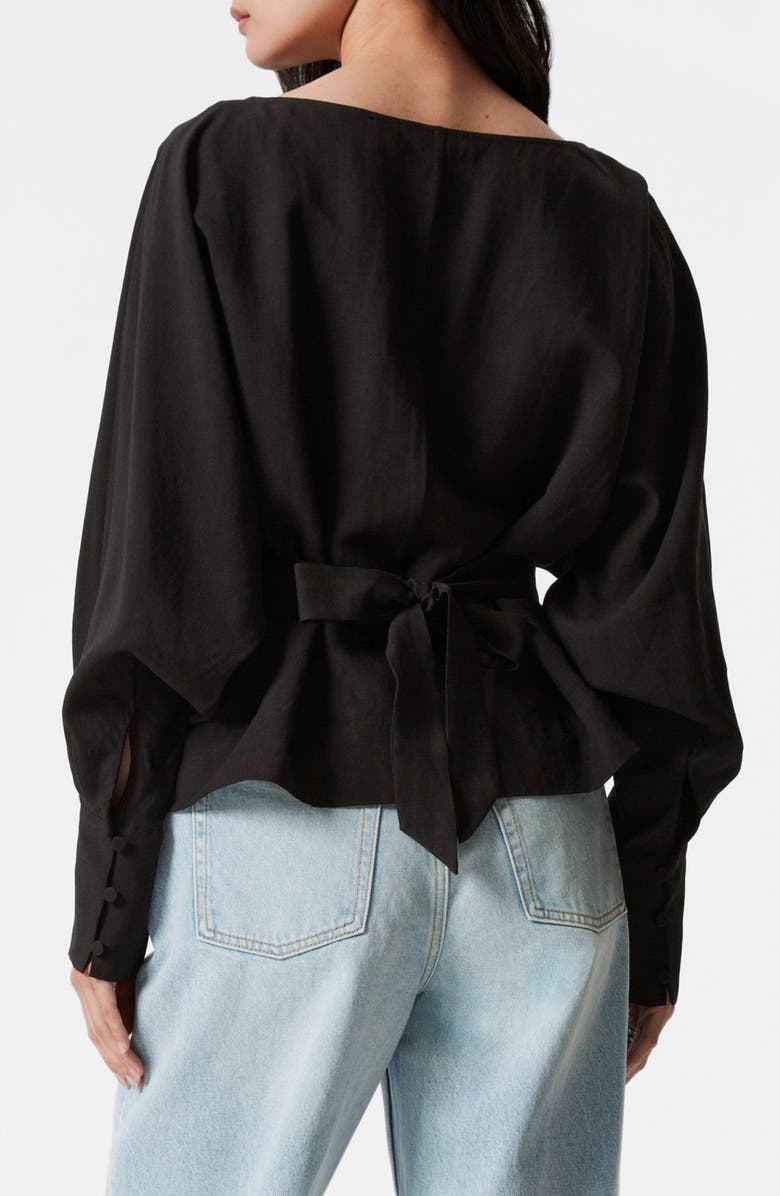 & Other Stories Pleated Tie Back Top, Alternate, color, Black Dark