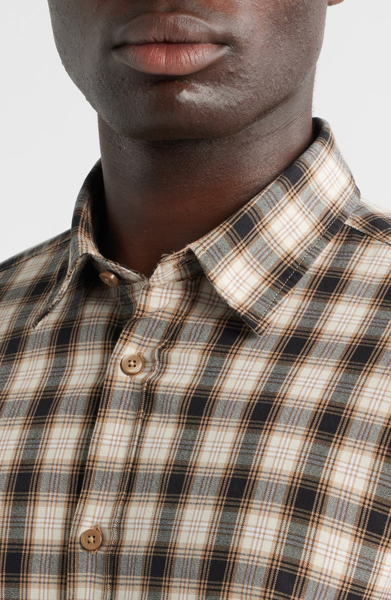 BOSS Roan Slim Fit Plaid Cotton Button-Up Shirt, Alternate, color, Medium Beige