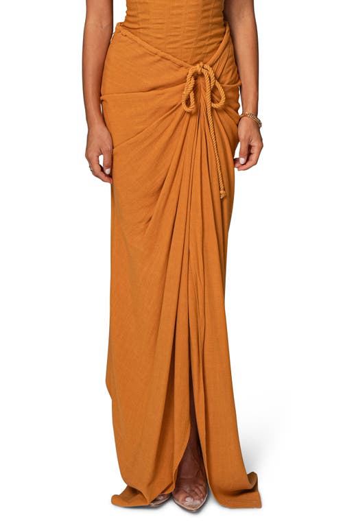 Jluxlabel Noelia Slit Cotton & Linen Maxi Skirt In Yellow