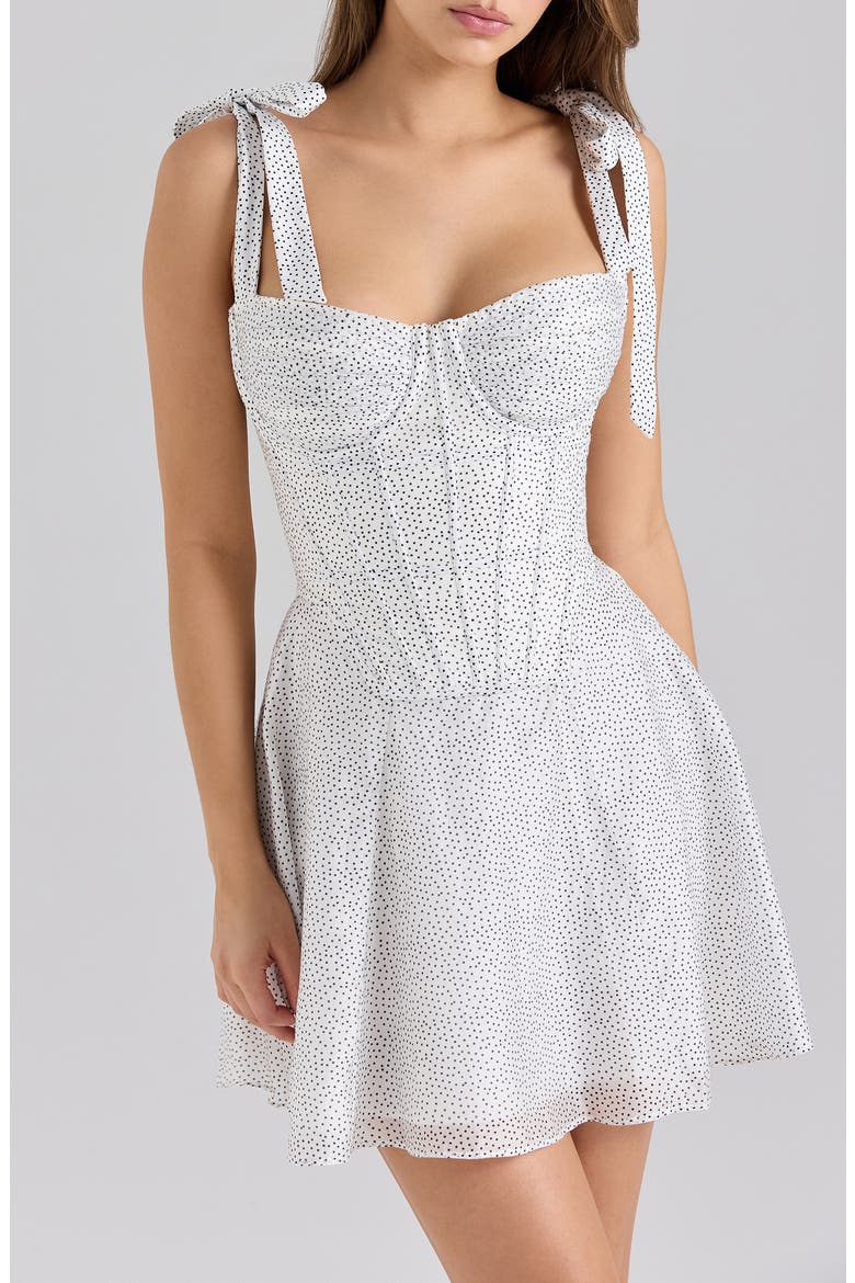 Ariella Corset Tie Strap Minidress, Alternate, color, MICRO SPOT