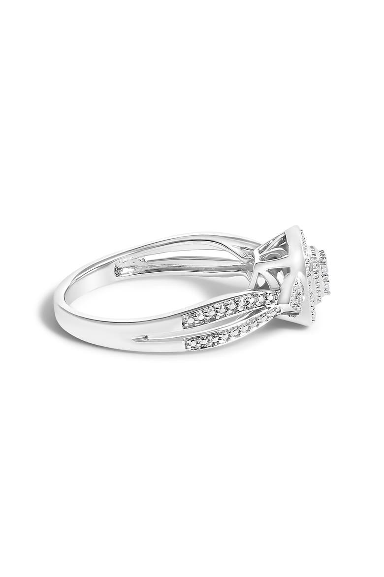 10K White Gold 1/10 ctw Diamond Cluster Halo Promise Ring, Alternate, color, White Gold