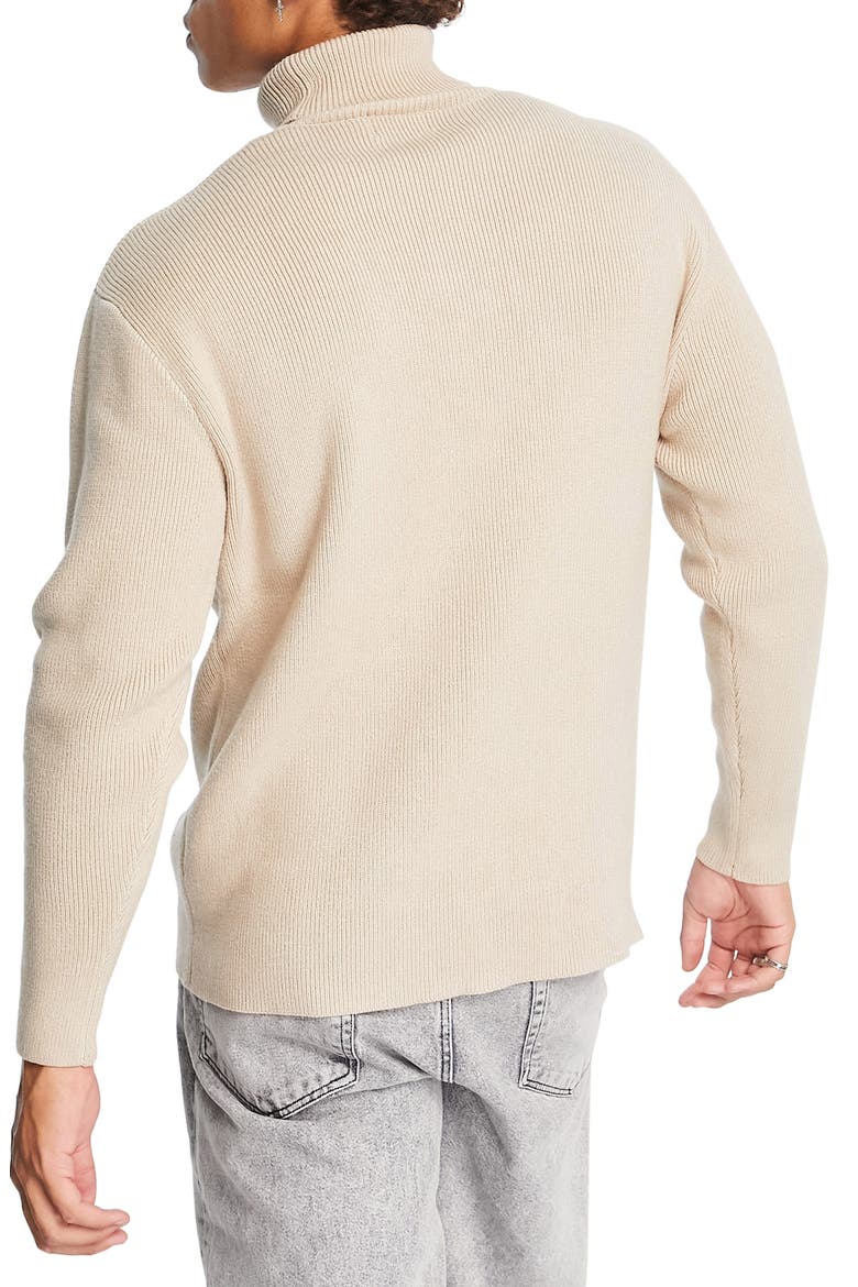 Rib Turtleneck Sweater, Alternate, color, STONE