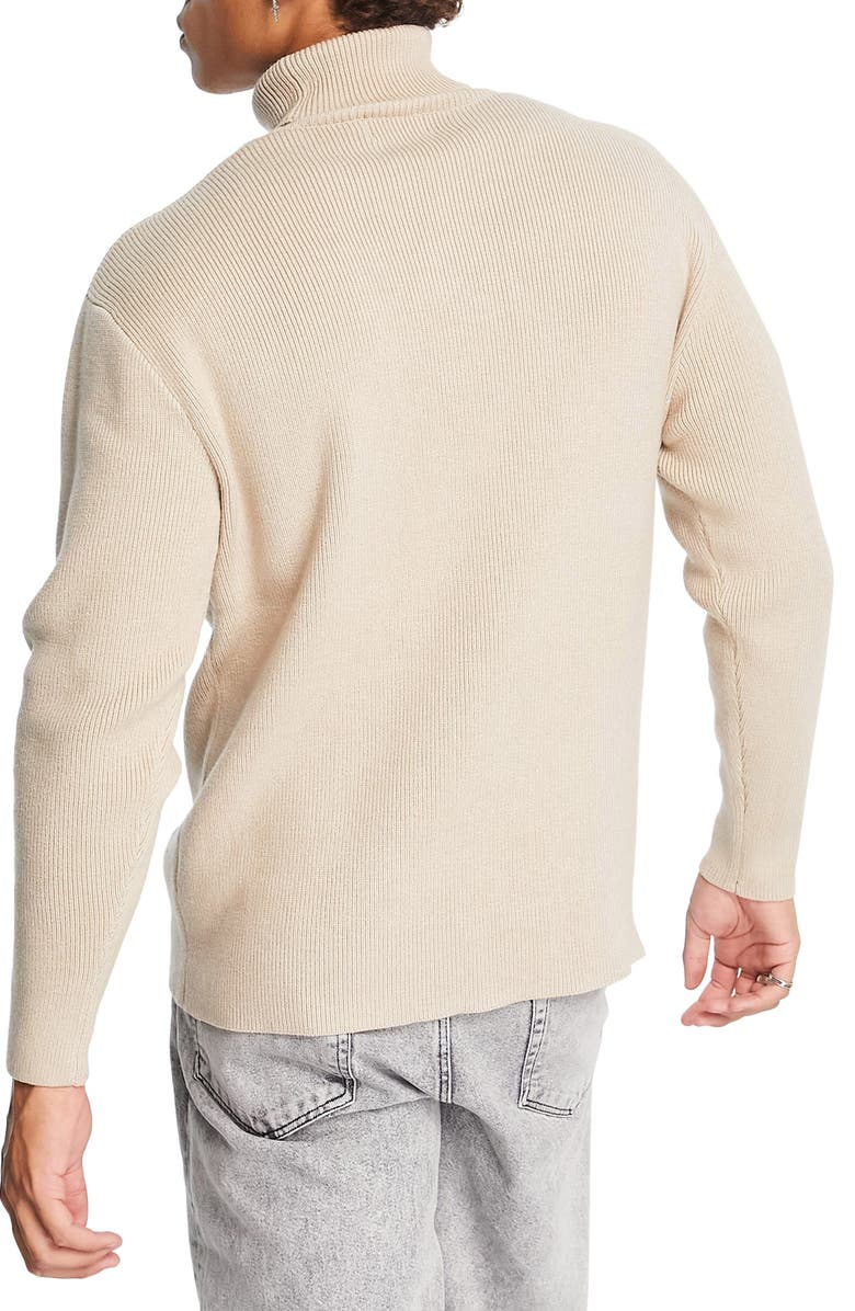 Topman Rib Turtleneck Sweater, Alternate, color,