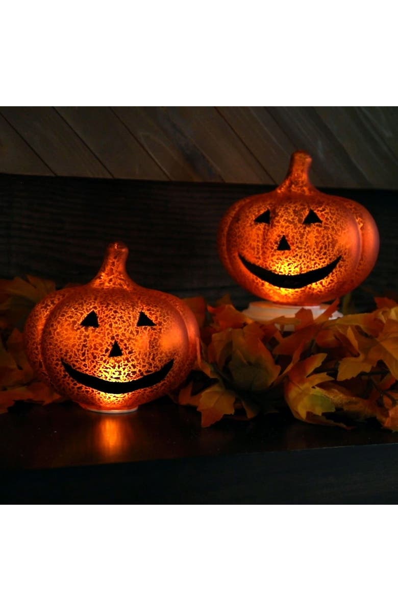 Mr. Halloween Set of 2 Mini Mercury Glass Jack-O-Lanterns, Alternate, color, Multicolor