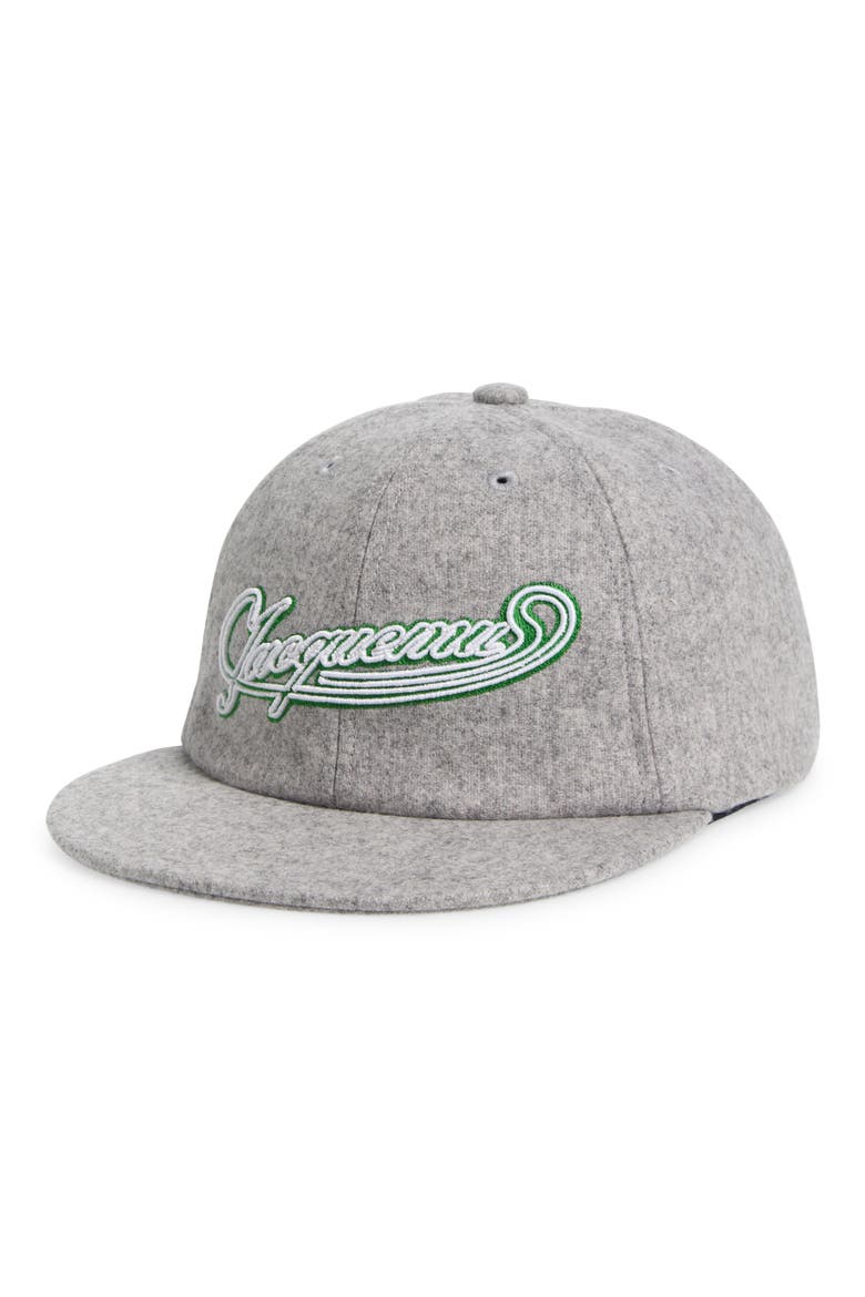 La Casquette Embroidered Logo Wool Blend Baseball Cap, Main, color, LIGHT GREY