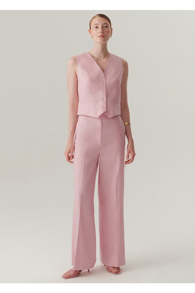 Nevaeh Fit Linen Trousers, Main, color, PINK