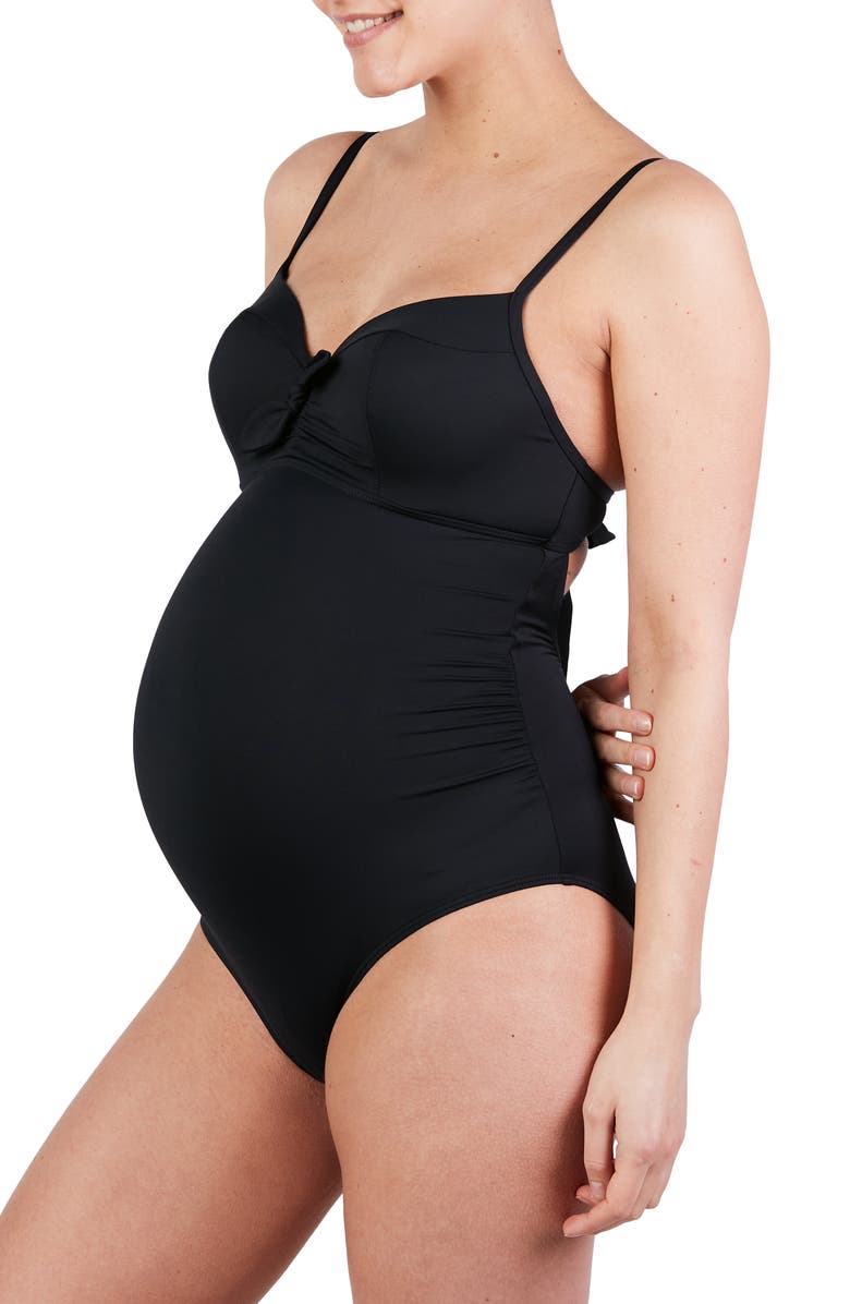 Cache Coeur Monaco One-Piece Maternity Swimsuit, Main, color, Black