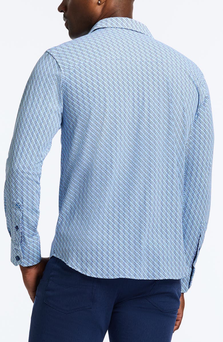 Robert Graham Wilshire Classic Fit Crosshatch Print Knit Button-Up Shirt, Alternate, color, 