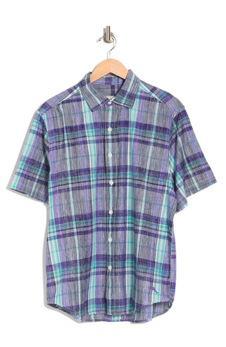 Tommy Bahama Samba Wave Plaid Print Short Sleeve Shirt, Alternate, color,