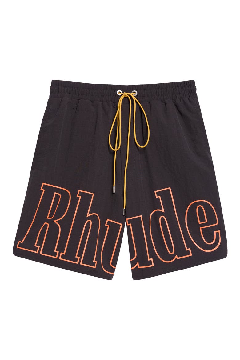 Logo Track Shorts, Main, color, BLACK/ ORANGE