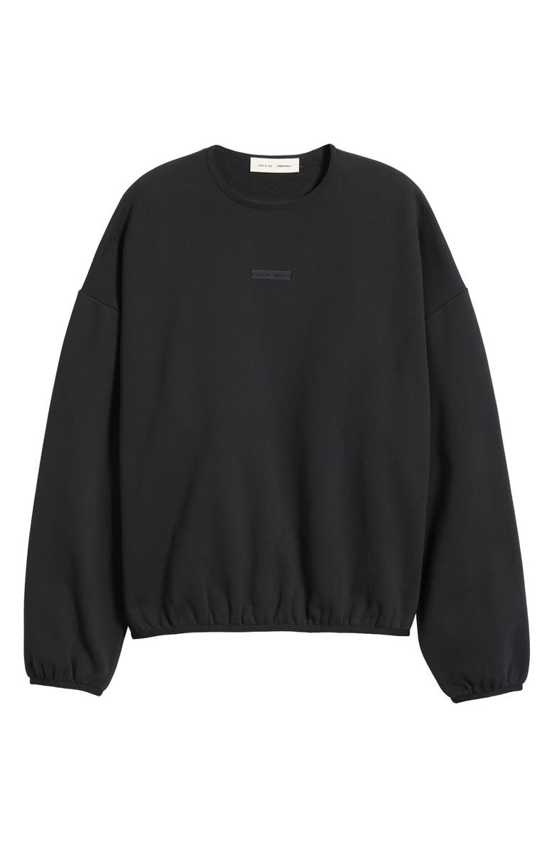 Fear of God Essentials Modern Fit Fleece Crewneck Sweatshirt, Alternate, color, Jet Black