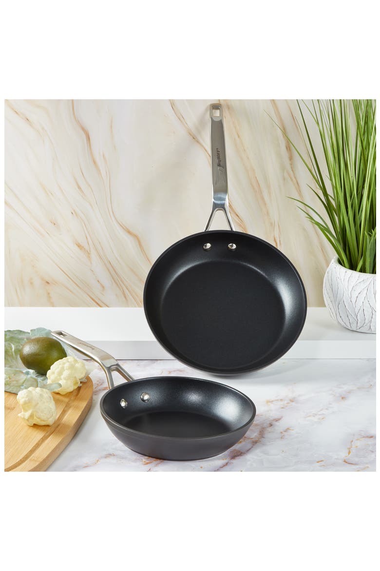 Hard Anodized 2-Piece Fry Pan Set, Alternate, color, BLACK