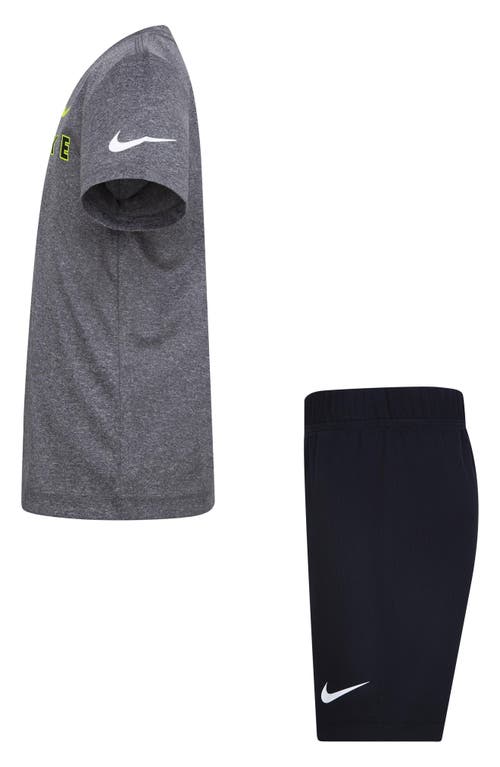 Shop 3 Brand Kids' Dri-fit Wordmark Logo T-shirt & Shorts Set In Carbon Heather