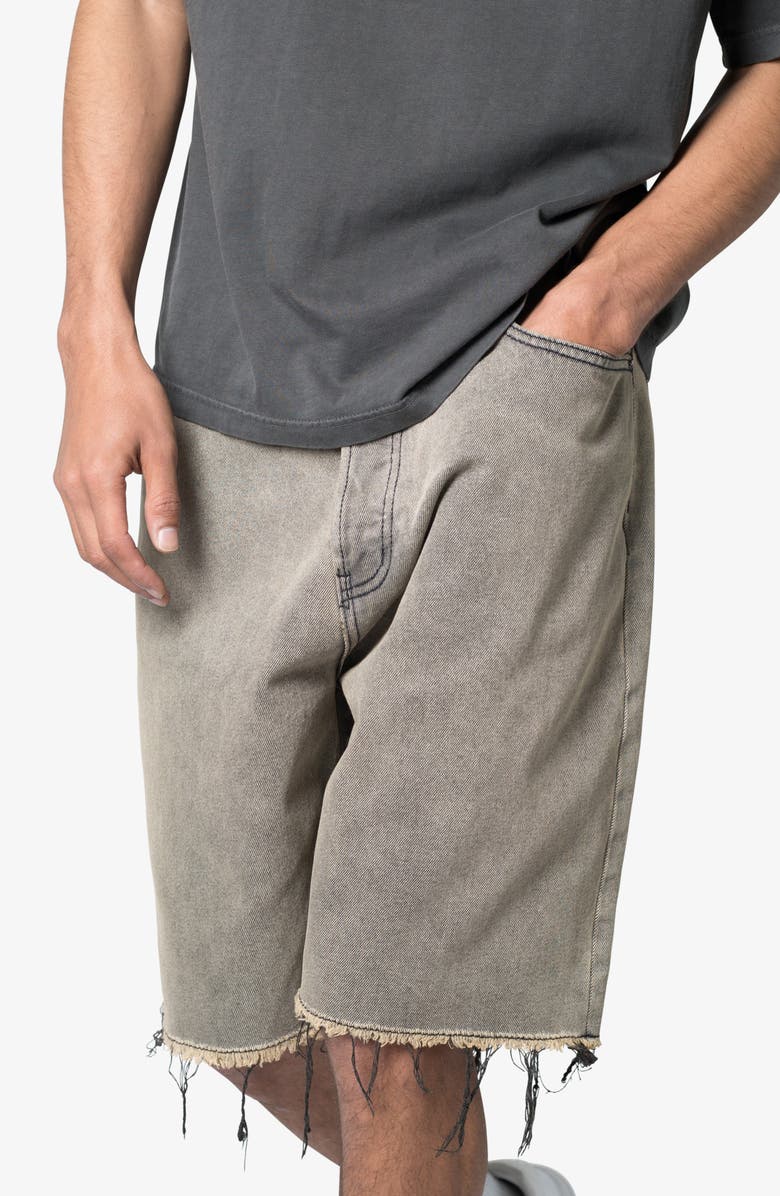 mnml Distressed Mineral Denim Shorts, Alternate, color, Brown