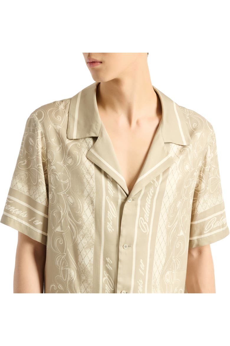 Printed Foulard pyjama shirt, Alternate, color, beige