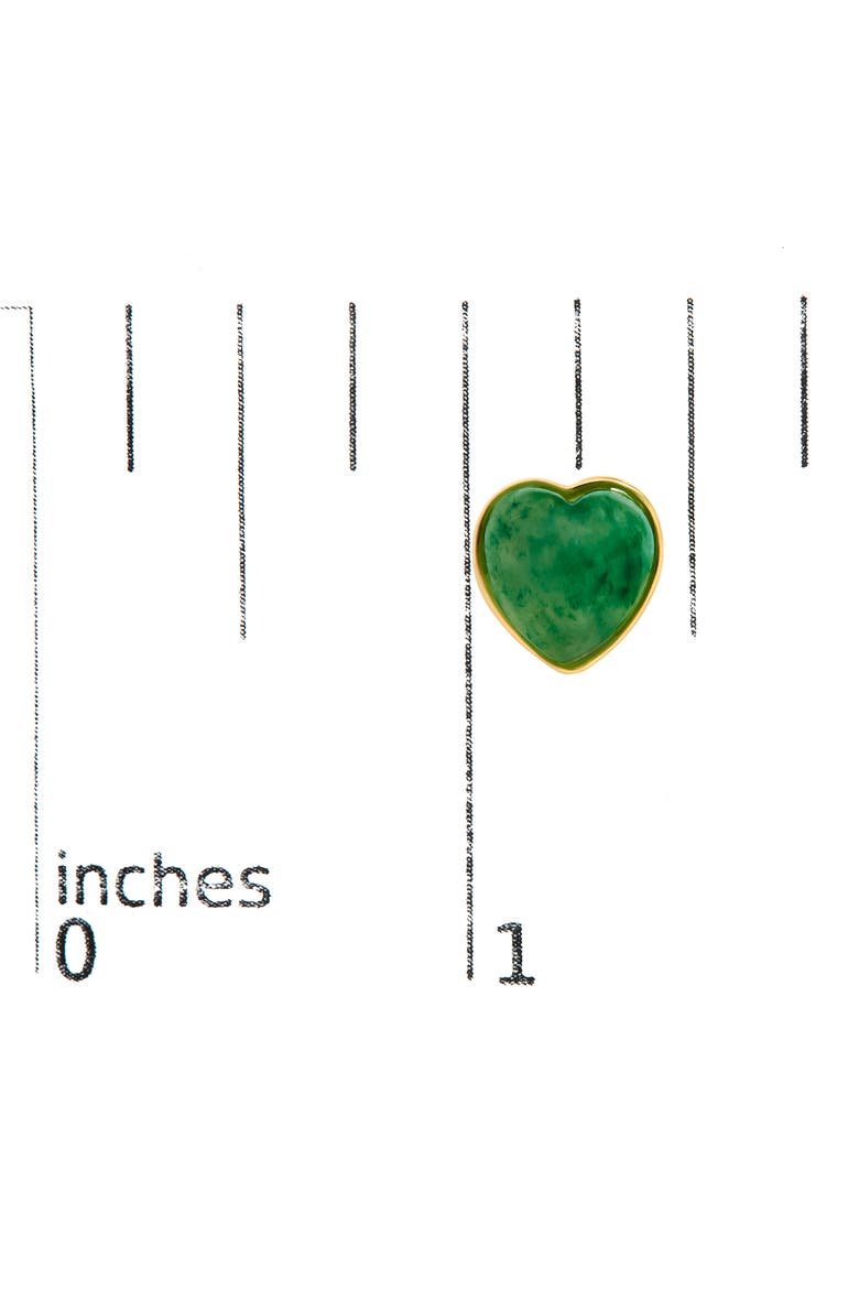 18K Yellow Gold 9x8 MM Bezel Set Green Jade Heart Stud Earrings, Alternate, color, Yellow Gold