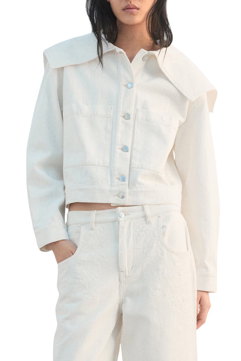 Denim Jacket with Lapels, Main, color, OFF WHITE