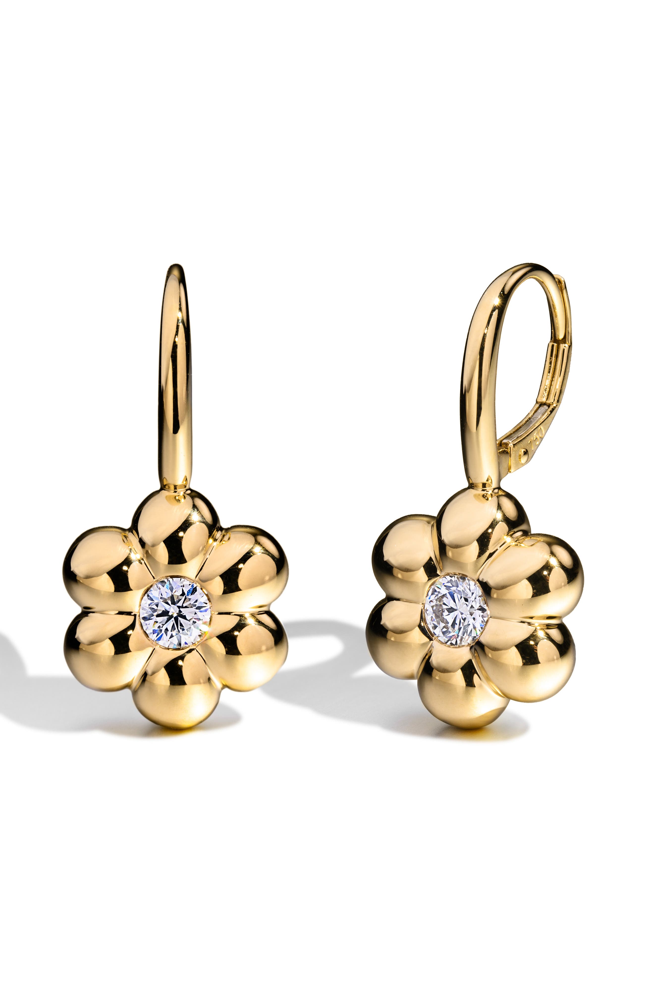 Boochier Diamond Flower Puff Huggie Hoop Earrings (Women) | Nordstrom