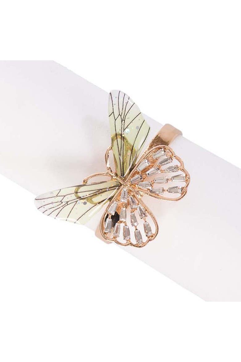 Crystal Butterfly Tabletop Napkin Rings Set of 4, Alternate, color, Gold
