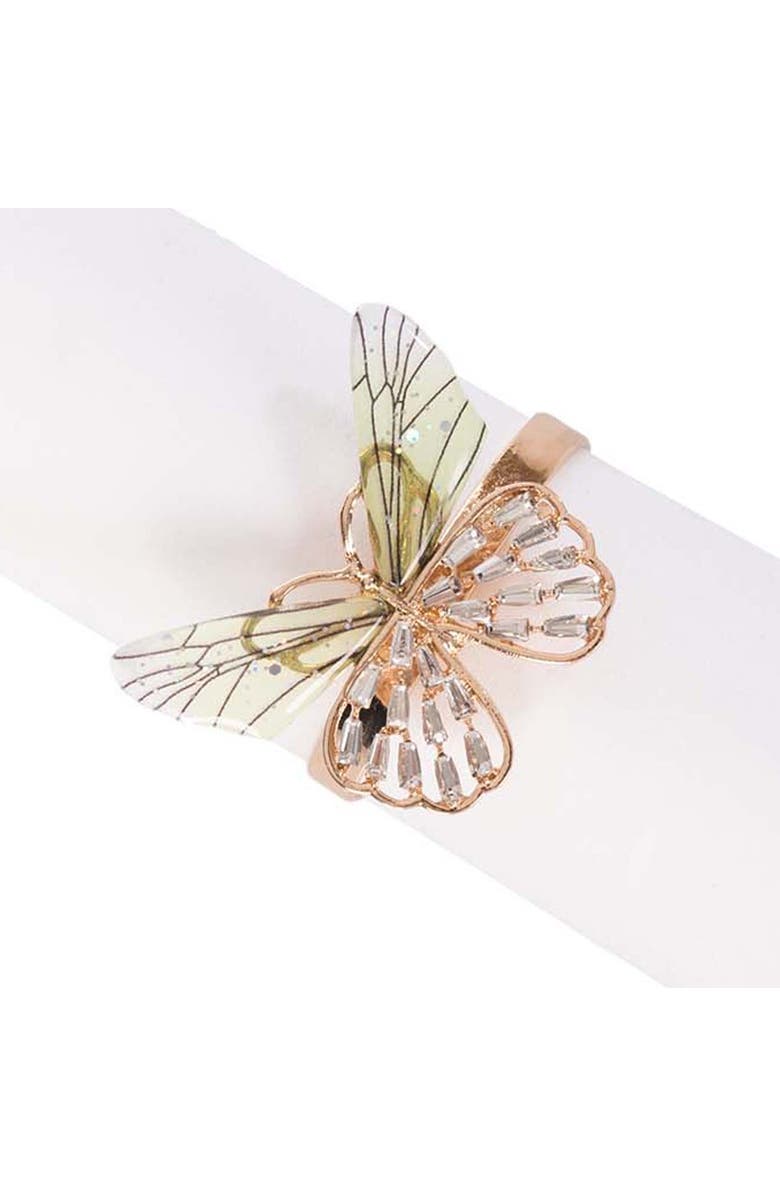 C&F Home Crystal Butterfly Tabletop Napkin Rings Set of 4, Alternate, color, Gold