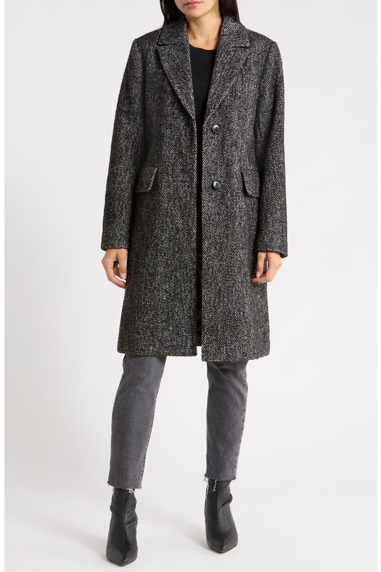 Herringbone Walker Coat, Alternate, color, BLACK HERRINGBONE