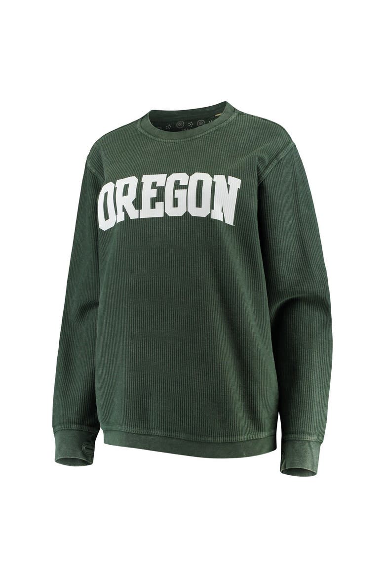 Women's Pressbox Green Oregon Ducks Comfy Cord Vintage Wash Basic Arch Pullover Sweatshirt, Alternate, color, Green