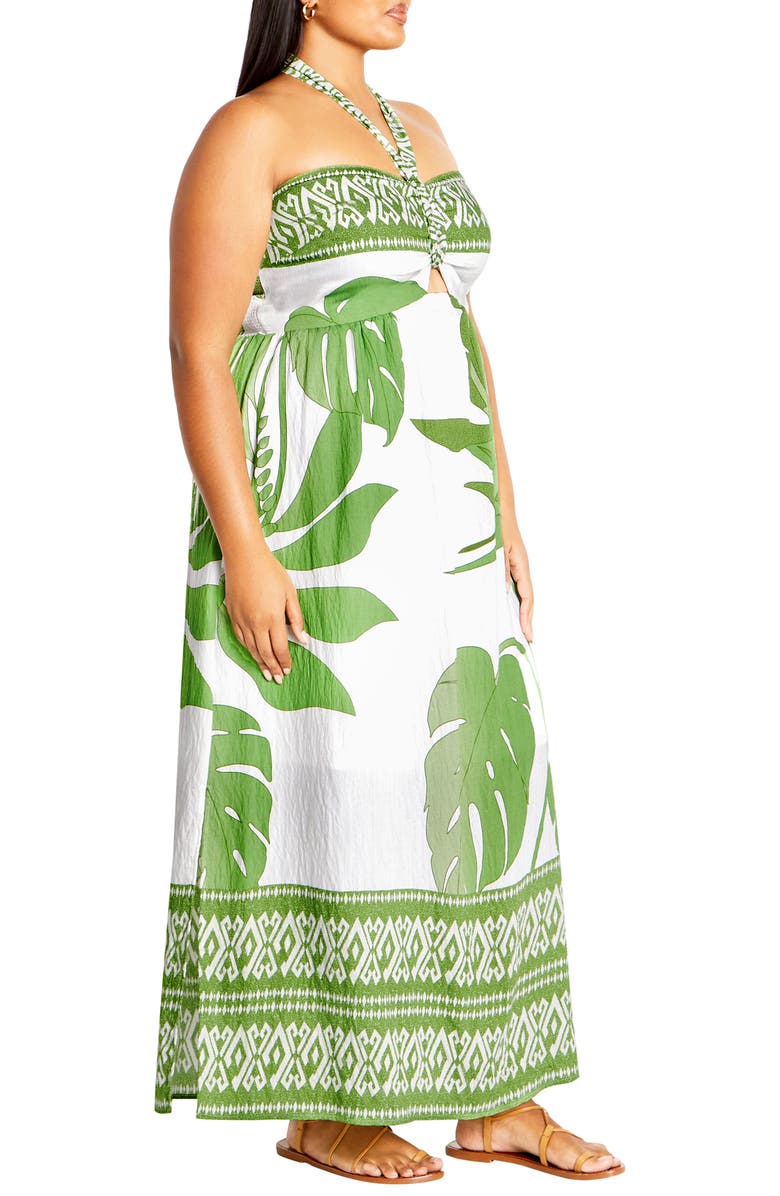 City Chic Peta Floral Border Print Halter Maxi Dress, Alternate, color,