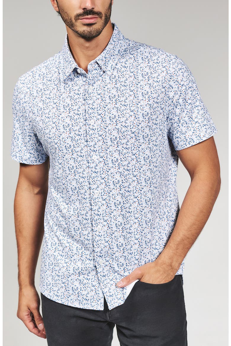 Mercer Floral Short Sleeve Button-Up Shirt, Main, color, LIGHT BLUE
