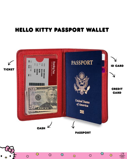 Hello Kitty Embossed Passport Holder In Red