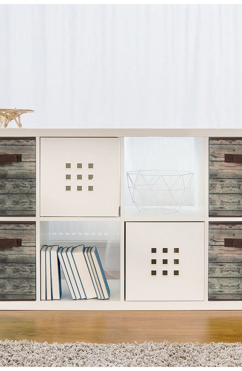 SORBUS Brown Storage Cube Wood Basket Bin - Set of 4, Alternate, color, Brown