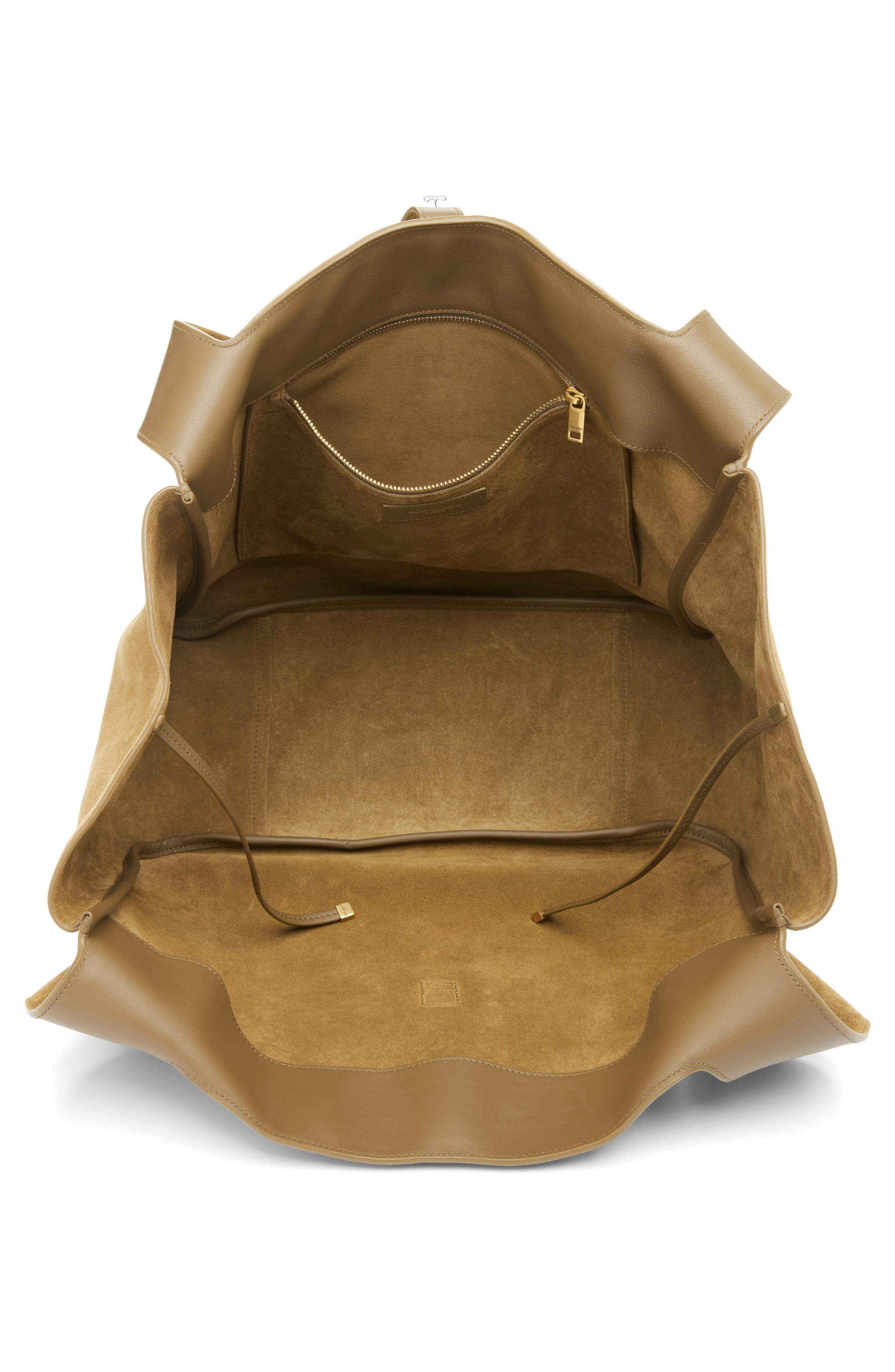 Saint Laurent Le 5 À 7 Bea Suede Tote, Alternate, color, Golden Leaf