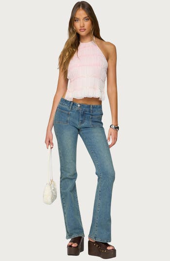 Amit Ruffle Tiered Chiffon Halter Top